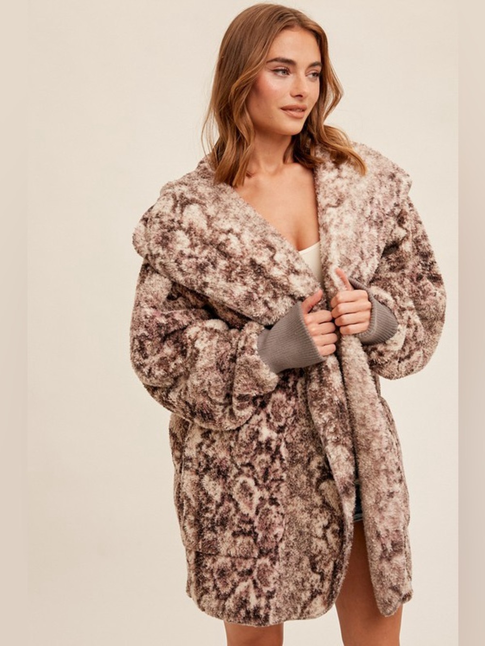 #79 New! Oversized  Sherpa Hooded Oversized Coat